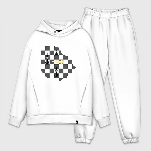 Мужской костюм оверсайз Шахматы в маске / Белый – фото 1