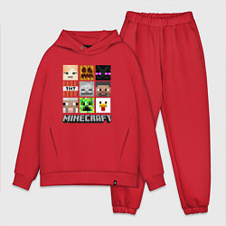 Мужской костюм оверсайз МИР МАЙНКРАФТА, КУБИКИ, цвет: красный