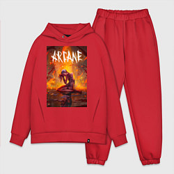 Мужской костюм оверсайз Джинкс объятая пламенем Аркейн Лига легенд, цвет: красный