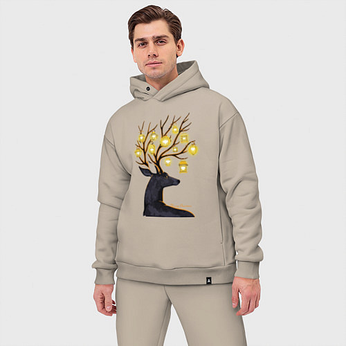 Мужской костюм оверсайз Рождественские огни / Миндальный – фото 3