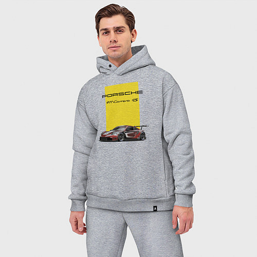 Мужской костюм оверсайз Porsche Carrera 4S Motorsport / Меланж – фото 3