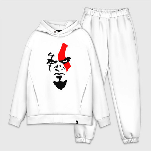 Мужской костюм оверсайз ЛИЦО КРАТОСА, БОГ ВОЙНЫ / Белый – фото 1