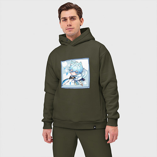 Мужской костюм оверсайз Котик Чун Юй в деле / Хаки – фото 3