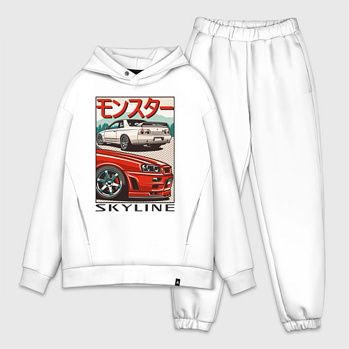 Мужской костюм оверсайз Nissan Skyline Ниссан Скайлайн / Белый – фото 1