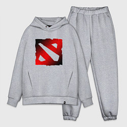 Мужской костюм оверсайз ЧЁРНО КРАСНОЕ ЛОГО ДОТА 2 DOTA 2 LOGO, цвет: меланж