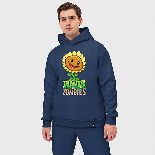 Мужской костюм оверсайз Plants vs Zombies Подсолнух / Тёмно-синий – фото 3