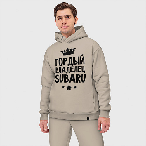 Мужской костюм оверсайз Гордый владелец Subaru / Миндальный – фото 3