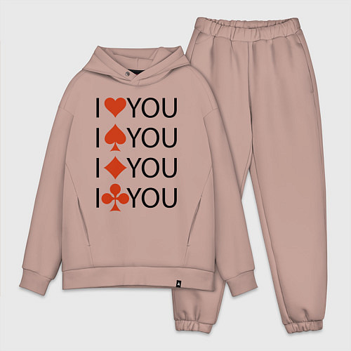 Мужской костюм оверсайз I love you! Сard suit! / Пыльно-розовый – фото 1