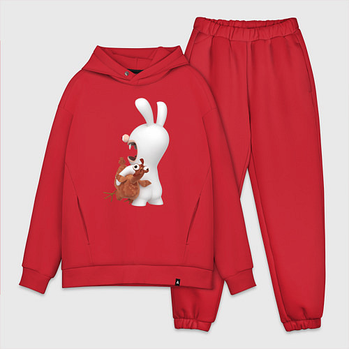 Мужской костюм оверсайз Бешеный кролик и курица / Красный – фото 1
