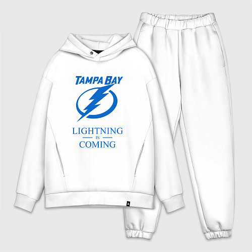 Мужской костюм оверсайз Tampa Bay Lightning is coming, Тампа Бэй Лайтнинг / Белый – фото 1