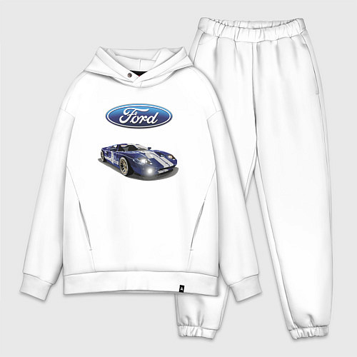 Мужской костюм оверсайз Ford Racing team / Белый – фото 1