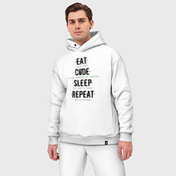 Мужской костюм оверсайз EAT CODE SLEEP REPEAT, цвет: белый — фото 2