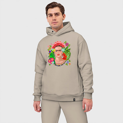 Мужской костюм оверсайз Фрида Кало Мексика Художник Феминист / Миндальный – фото 3