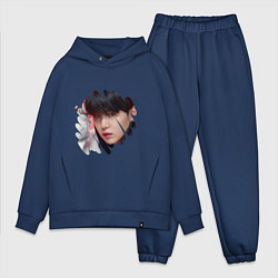 Мужской костюм оверсайз Agust D SUGA BTS, цвет: тёмно-синий
