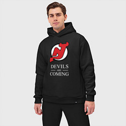 Мужской костюм оверсайз New Jersey Devils are coming Нью Джерси Девилз, цвет: черный — фото 2