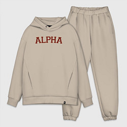 Мужской костюм оверсайз Logo Alpha, цвет: миндальный