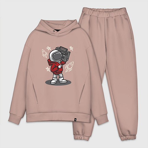 Мужской костюм оверсайз Космонавт с магнитофоном / Пыльно-розовый – фото 1