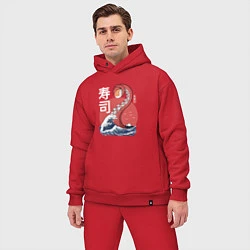 Мужской костюм оверсайз Kraken Kawaii Sushi, цвет: красный — фото 2