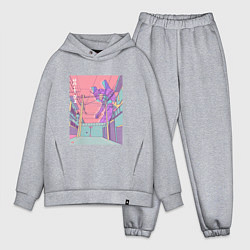 Мужской костюм оверсайз Shin Seiki Eva 01 возвышается над городом, цвет: меланж