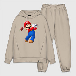 Мужской костюм оверсайз Марио - крутейший гольфист Super Mario, цвет: миндальный