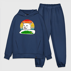 Мужской костюм оверсайз Кот не веган, цвет: тёмно-синий