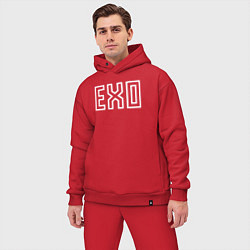 Мужской костюм оверсайз Эхо логотип группы, цвет: красный — фото 2