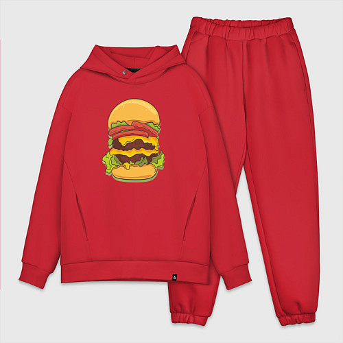 Мужской костюм оверсайз Самый вкусный гамбургер / Красный – фото 1
