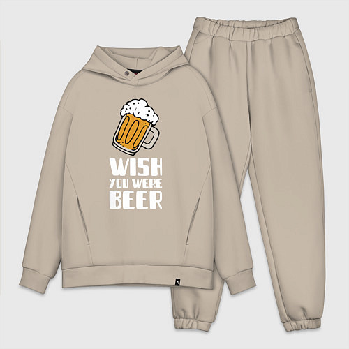 Мужской костюм оверсайз Wish you were beer / Миндальный – фото 1