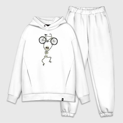 Мужской костюм оверсайз Скелетик и велосипед / Белый – фото 1