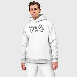 Мужской костюм оверсайз YES юань, евро, доллар, цвет: белый — фото 2