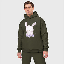 Мужской костюм оверсайз Милый Крольчонок С Цветочками, цвет: хаки — фото 2