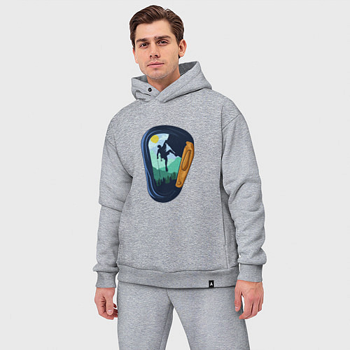 Мужской костюм оверсайз Пейзаж с альпинистом в карабине / Меланж – фото 3