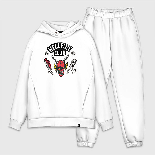 Мужской костюм оверсайз Hellfire Club Sticker Stranger Things 4 / Белый – фото 1
