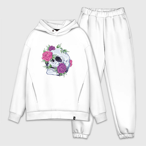 Мужской костюм оверсайз Череп с цветами Flower Skull / Белый – фото 1