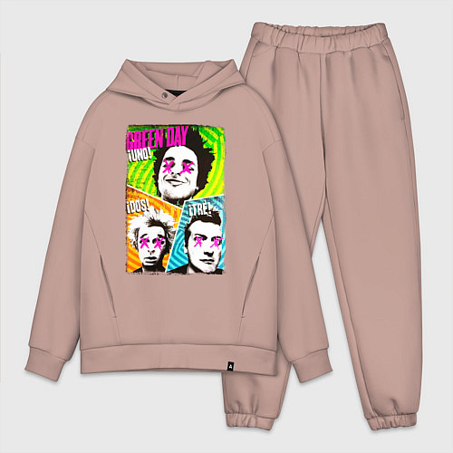 Мужской костюм оверсайз GREEN DAY ГРИН ДЭЙ ПОСТЕР / Пыльно-розовый – фото 1