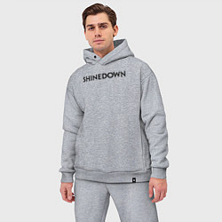 Мужской костюм оверсайз Shinedown лого, цвет: меланж — фото 2
