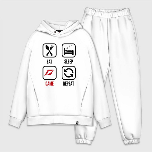 Мужской костюм оверсайз Eat Sleep Need for Speed Repeat / Белый – фото 1