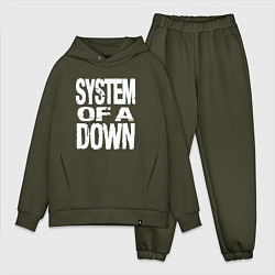 Мужской костюм оверсайз System of a Down логотип, цвет: хаки