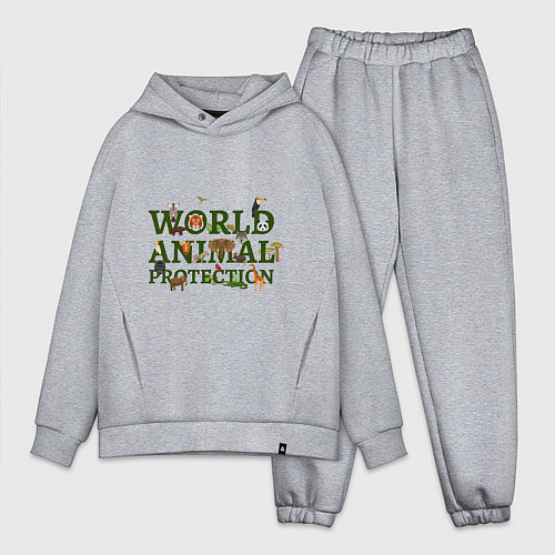 Мужской костюм оверсайз WORLD ANIMAL PROTECTION / Меланж – фото 1