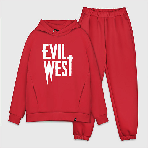 Мужской костюм оверсайз Evil west logo / Красный – фото 1