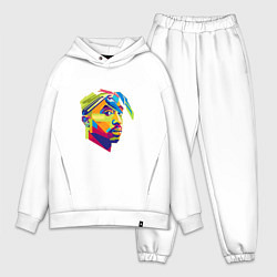 Мужской костюм оверсайз 2PAC Style, цвет: белый