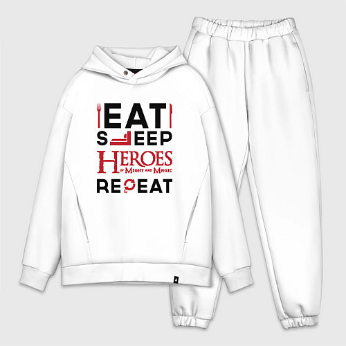 Мужской костюм оверсайз Надпись: Eat Sleep Heroes of Might and Magic Repea / Белый – фото 1