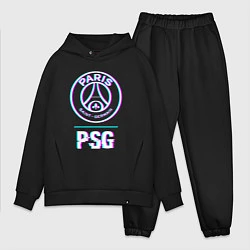 Мужской костюм оверсайз PSG FC в стиле Glitch, цвет: черный