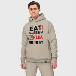 Мужской костюм оверсайз Надпись: Eat Sleep Zelda Repeat, цвет: миндальный — фото 2