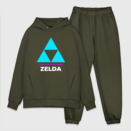 Мужской костюм оверсайз Символ Zelda в неоновых цветах / Хаки – фото 1