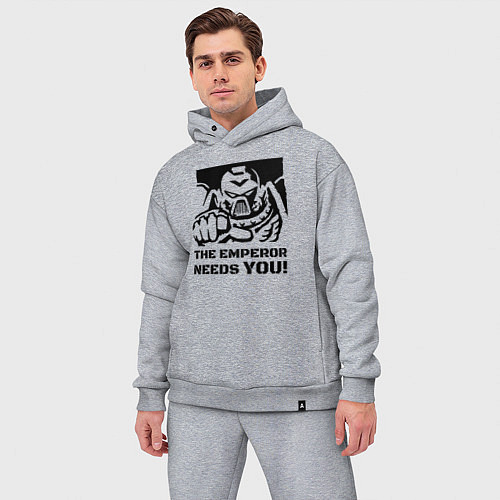 Мужской костюм оверсайз Император нуждается в тебе! трафарет / Меланж – фото 3