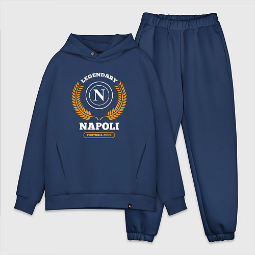 Мужской костюм оверсайз Лого Napoli и надпись Legendary Football Club / Тёмно-синий – фото 1