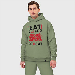 Мужской костюм оверсайз Надпись: Eat Sleep Friday Night Funkin Repeat, цвет: авокадо — фото 2