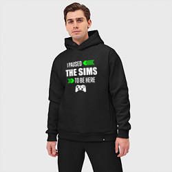 Мужской костюм оверсайз I Paused The Sims To Be Here с зелеными стрелками, цвет: черный — фото 2