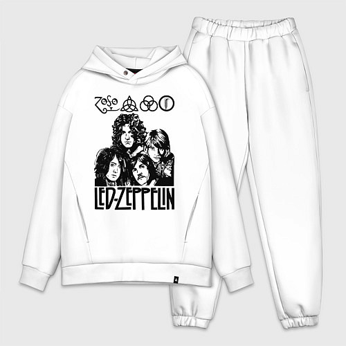 Мужской костюм оверсайз Led Zeppelin Black / Белый – фото 1